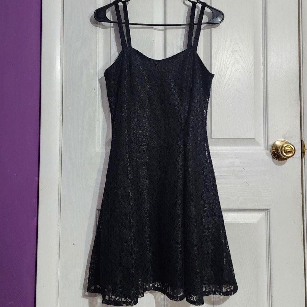 Vintage Black Lace Mini Dress